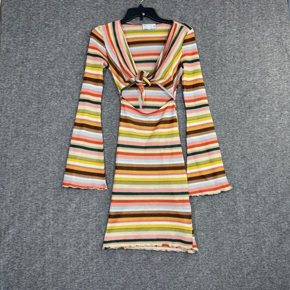 ASOS Women's Small Striped See Through Crochet Beach Coverup Dress Multicolor - Picture 1 of 5